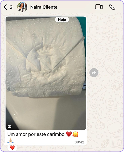 Depoimento de cliente com foto do carimbo recebido