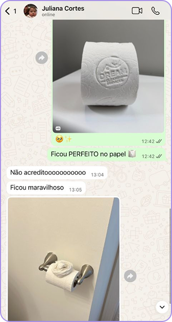 Depoimento de cliente no WhatsApp